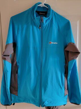 BERGHAUS SELWAY JACKET Lightweight Breathable Windproof Size S Blue w/ Gray Trim